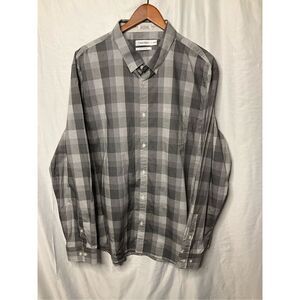 Calvin Klein 2XL button plaid shirt collard